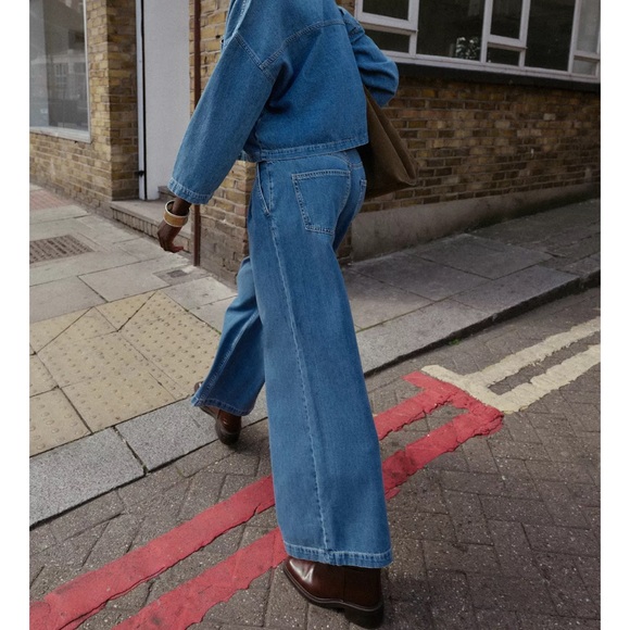 Zara Z1975 Mid-rise Wide Leg Jeans Blue NWT - Picture 5 of 8